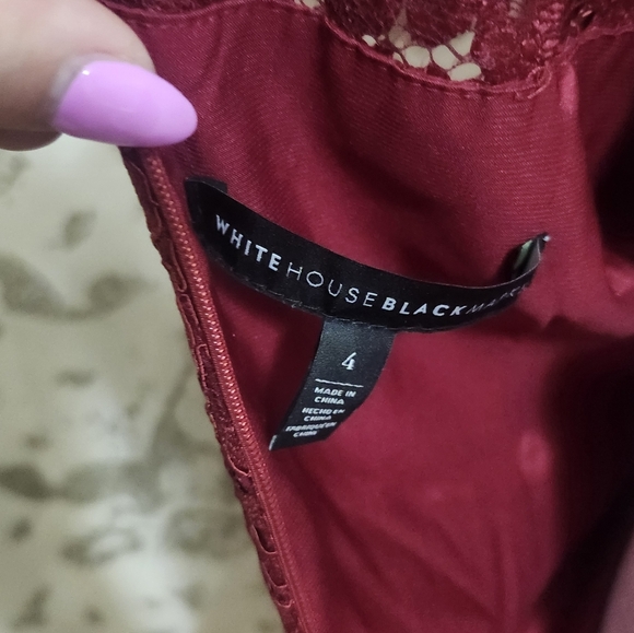 Burgandy Red Elegant Lace Bell Sleeve WHBM Dress Sz 4 - Picture 2 of 3